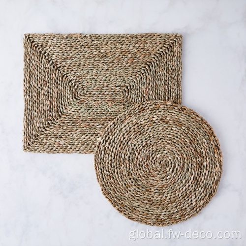 Grass Wrapped Glass Cup handmade round square shape delicate Woven Seagrass Placemat Factory